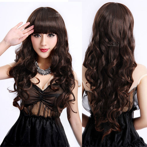 Ladies Long Curly Wavy Heat Resistant Cosplay Wig Natural