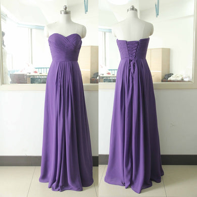 Purple Chiffon A Line Bridesmaid Dress