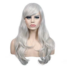 Long Black/red/silver synthetic hair wig