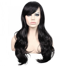 Long Black/red/silver synthetic hair wig