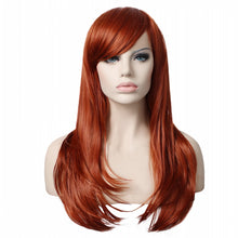 Long Black/red/silver synthetic hair wig