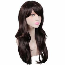 Long Black/red/silver synthetic hair wig