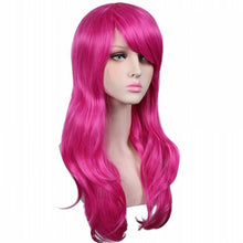 Long Black/red/silver synthetic hair wig