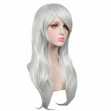 Long Black/red/silver synthetic hair wig