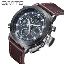 Leather Quartz Watch Men Luxury Brand Sports Dive LED